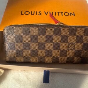 Louis Vuitton Clémence Wallet with Red Accent
